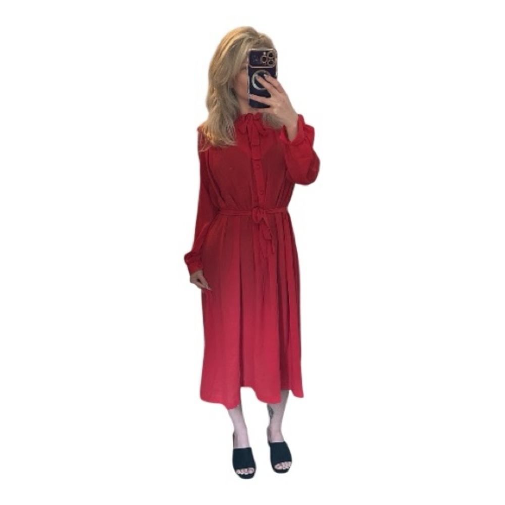 Vintage Monica Richard’s Red Long Sleeve Button Down Front Dress Size 12